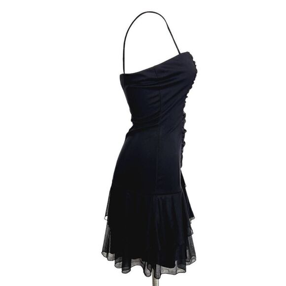 Vintage PS Per Seption black mini dress rhinestone size medium - Picture 6 of 8